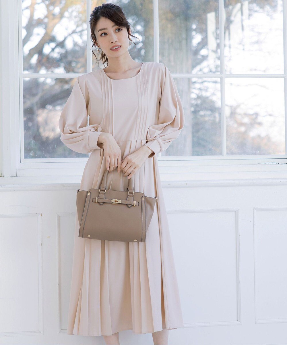 Tiaclasse L 【洗える】シンメトリープリーツワンピース 