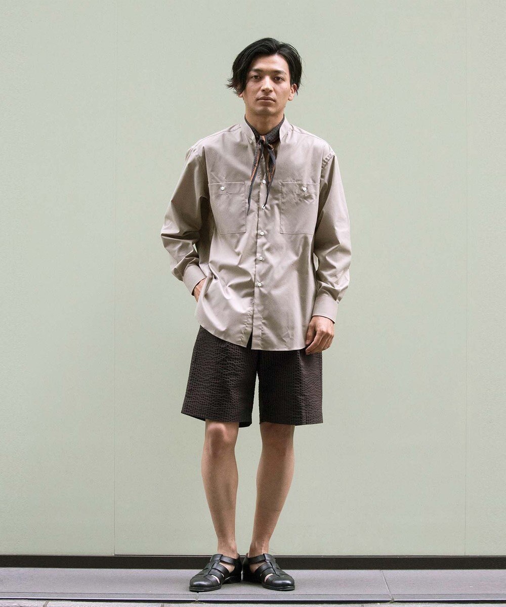 KASHIYAMA GIZA 100/2 バンドカラーシャツ 