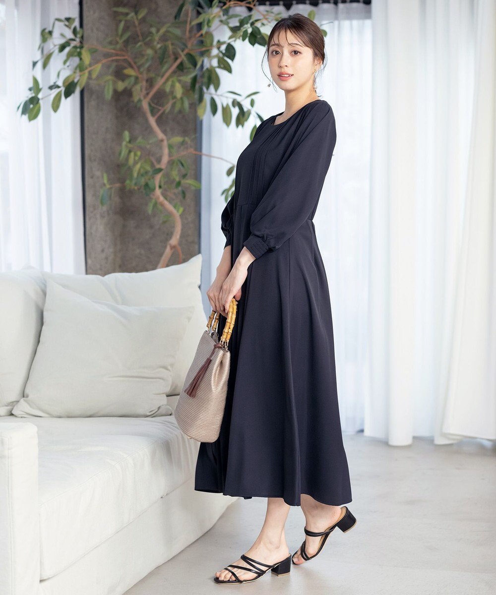 Tiaclasse L 【洗える】シンメトリープリーツワンピース 