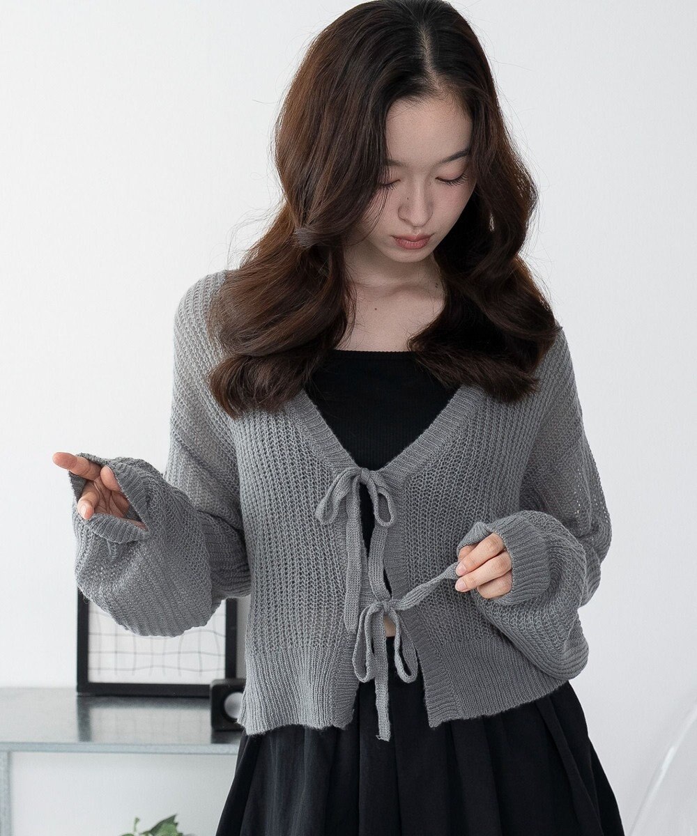 WEGO 【25年秋冬新作】モヘアタッチ2WAYリボンカーデ 