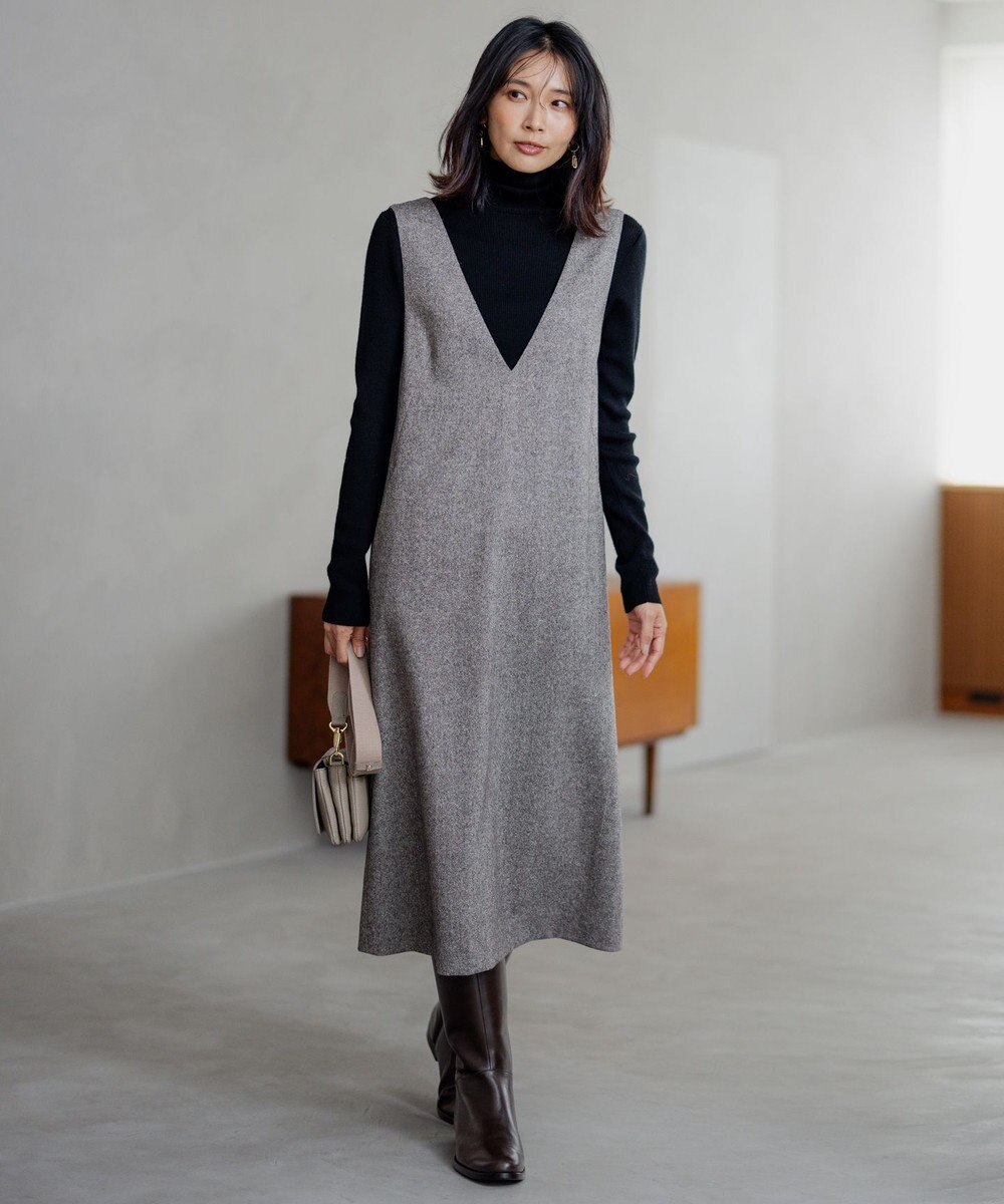 23区 L 【洗える】ウーステッドウール タートルネック ニット 