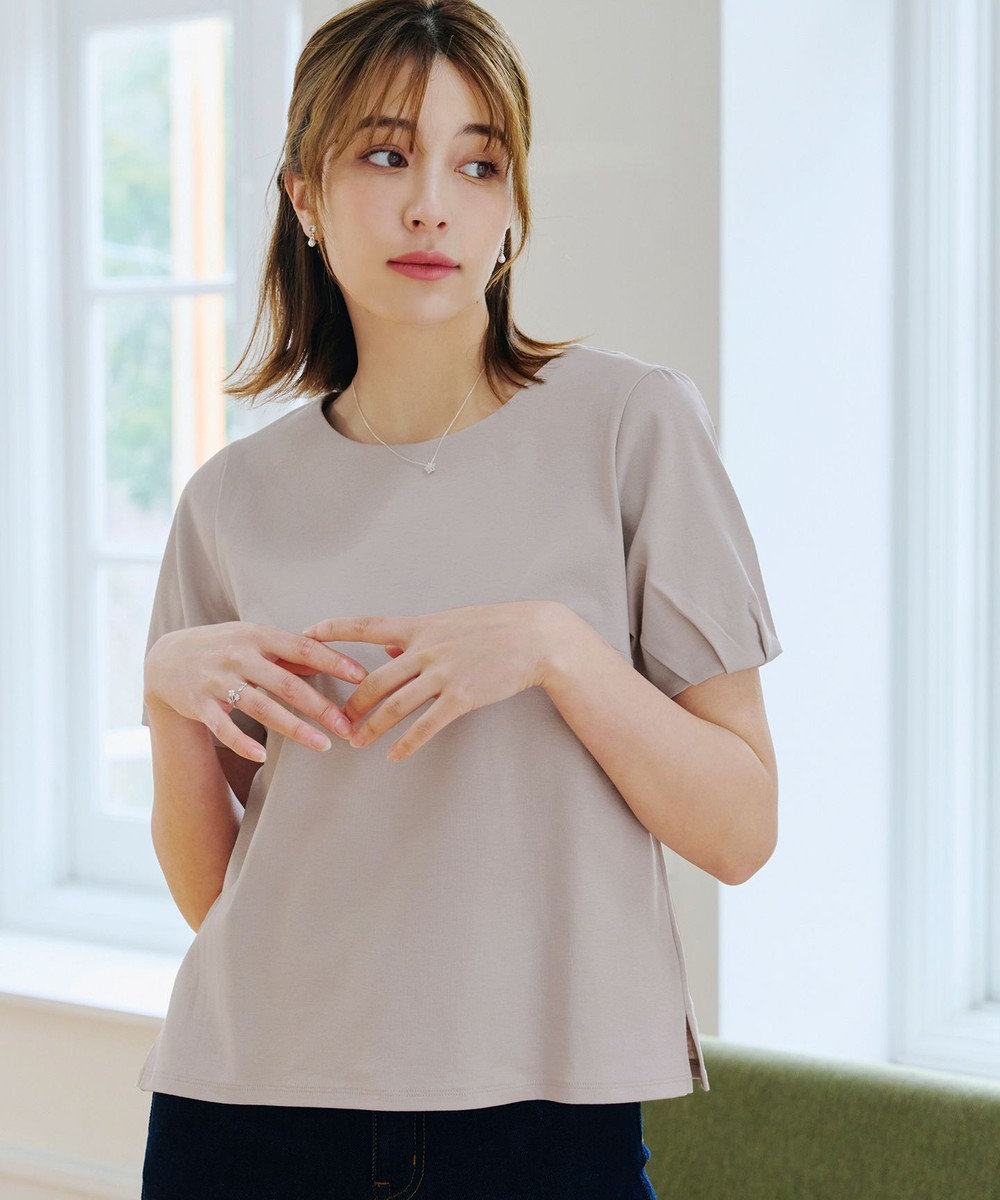 Tiaclasse 【UVケア・接触冷感】“あまラク” タックパフスリーブカットソートップス 