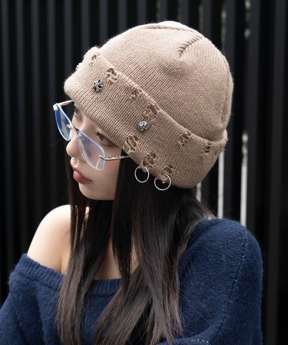 WEGO メタルチャームニットキャップ 