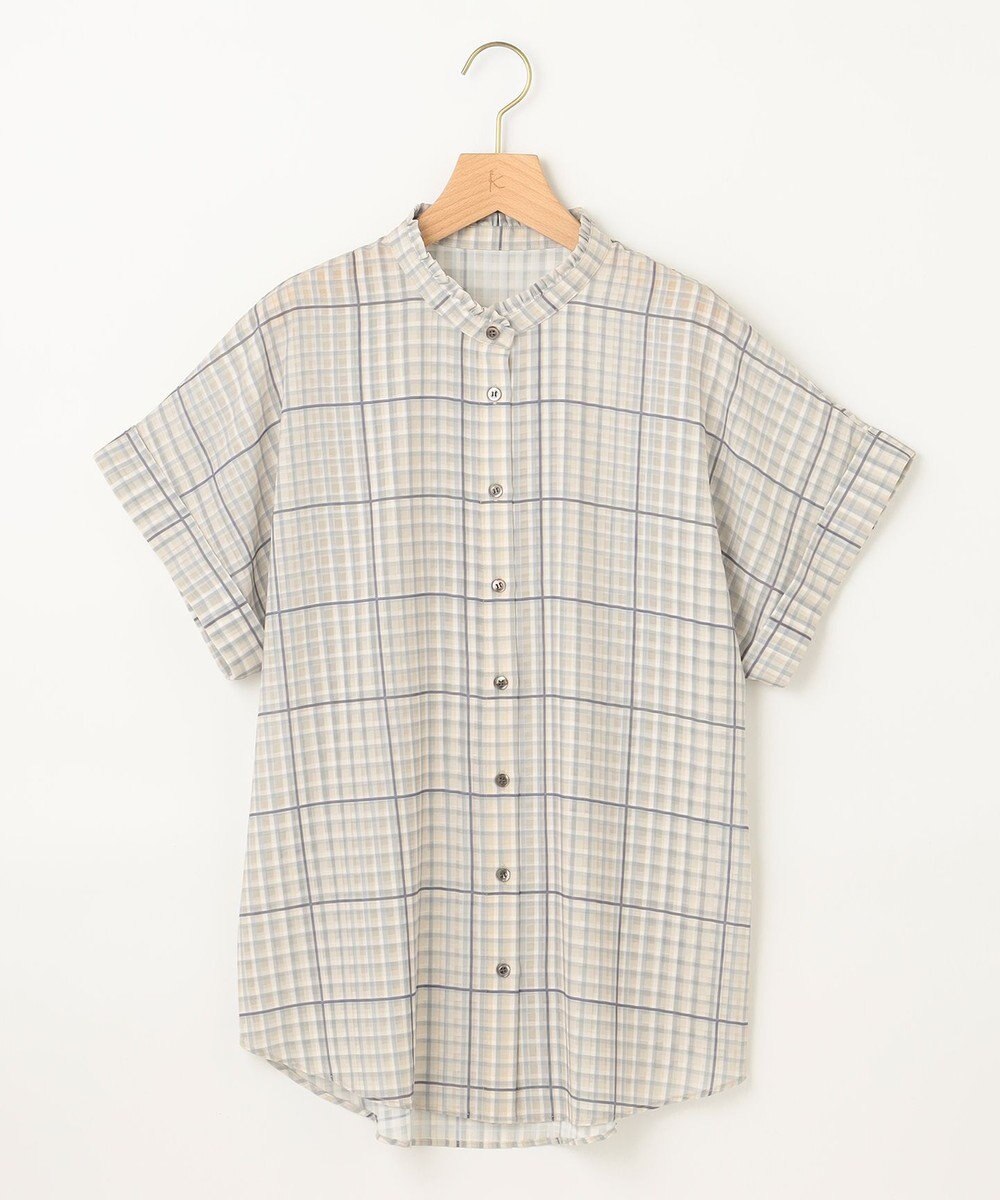 組曲 L 【洗える】シアーチェック ブラウス 