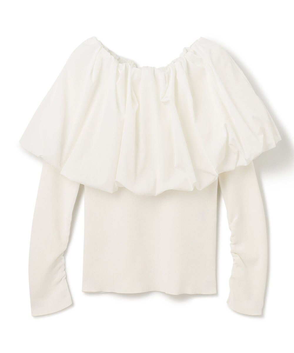 GRACE CONTINENTAL タフタケープ付ニットトップ 