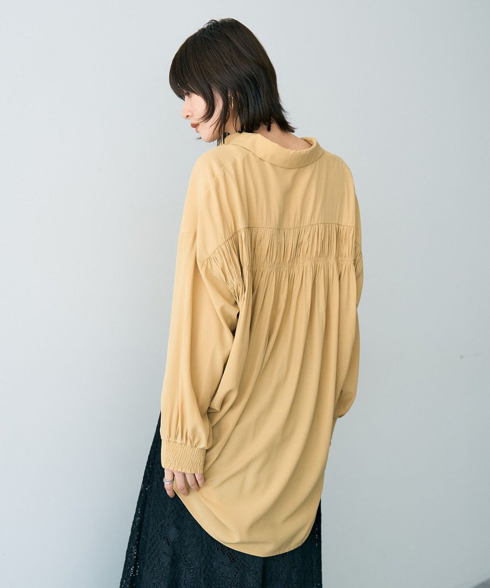 YECCA VECCA バックギャザーロングシャツ 