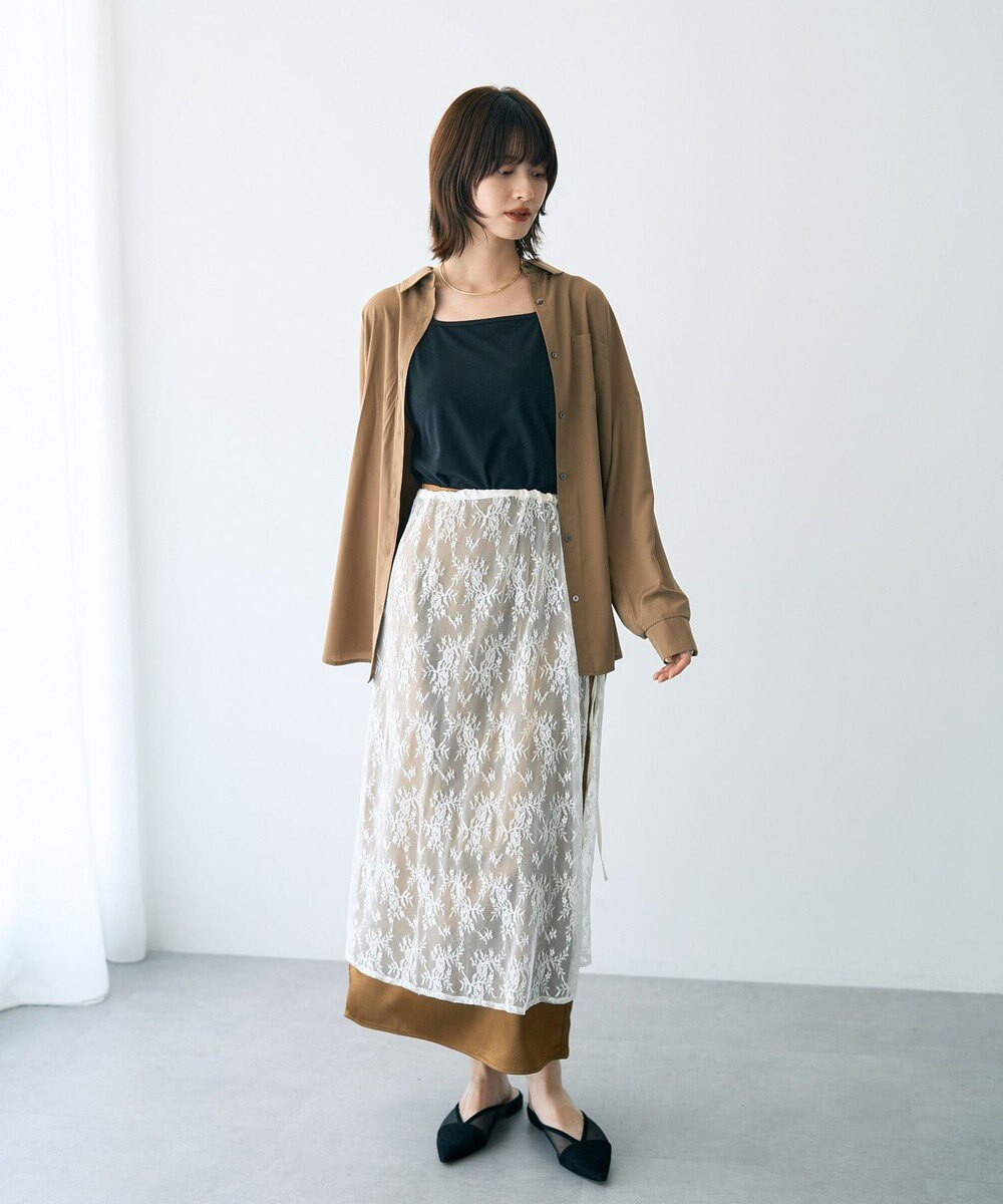 YECCA VECCA バックギャザーロングシャツ 