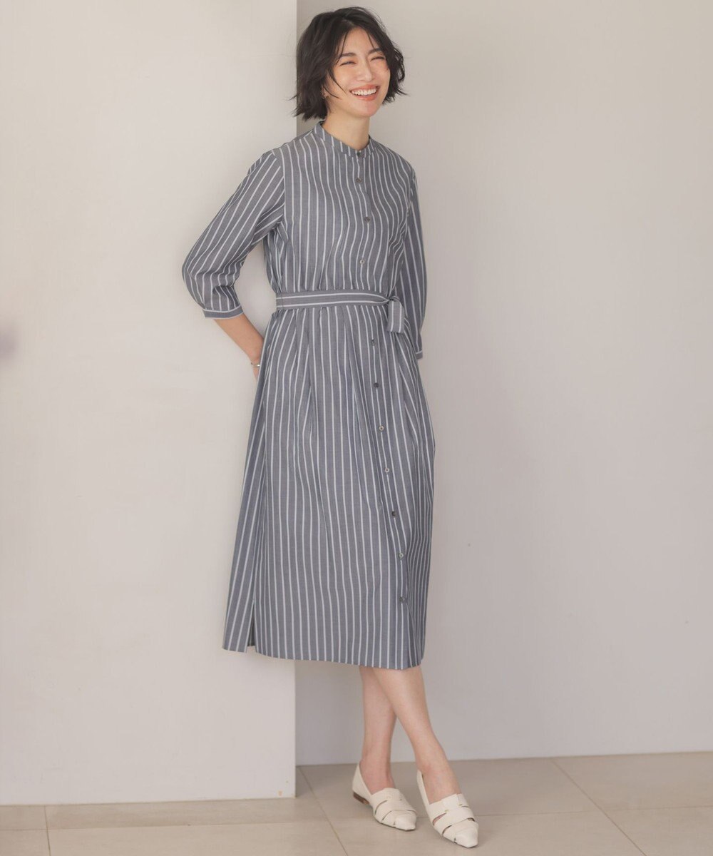 J.PRESS LADIES S TC ハイカウントストライプ シャツ ワンピース 