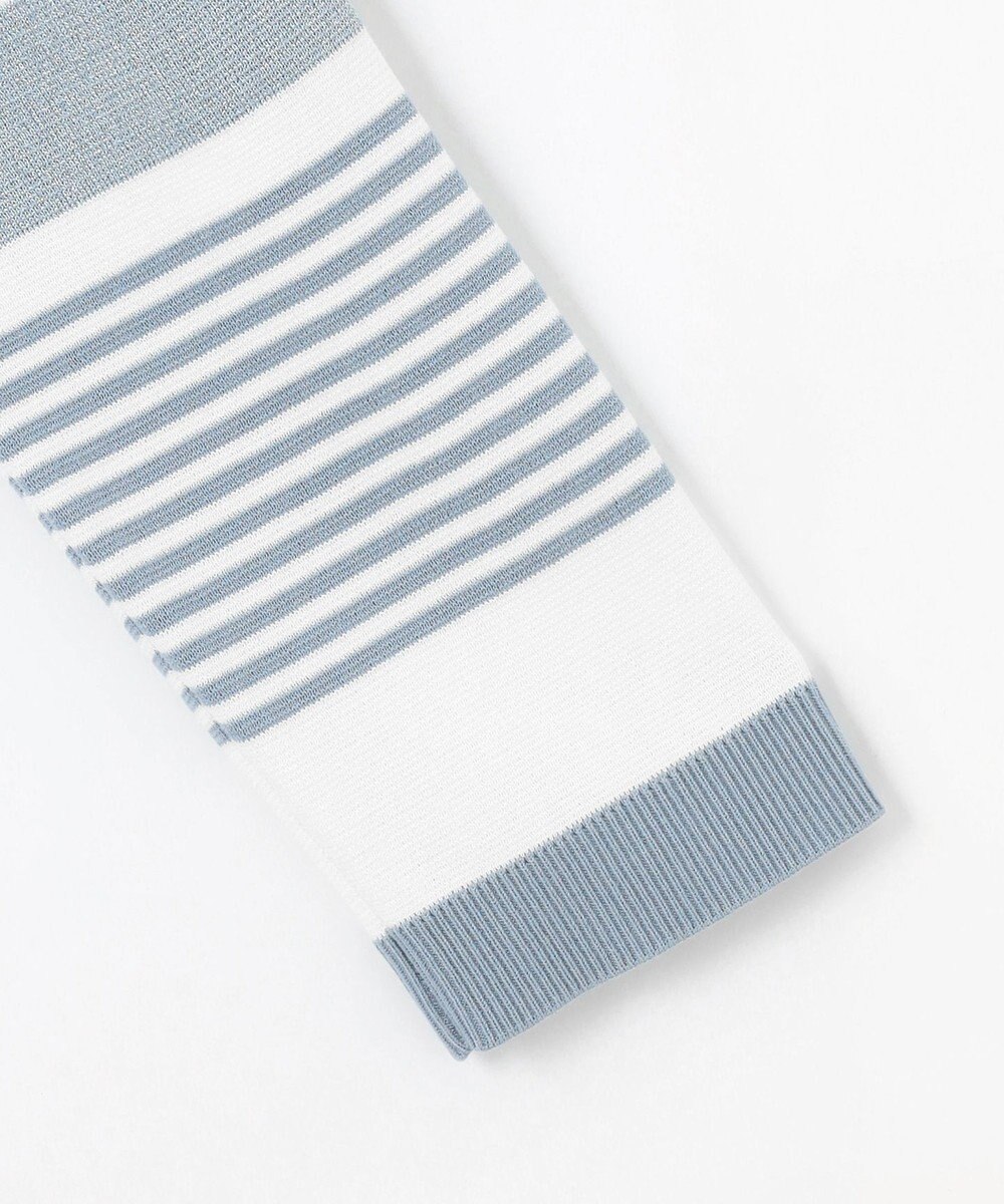 J.PRESS LADIES L 【洗える】Cotton Acetate パネルボーダー プルオーバー ニット 