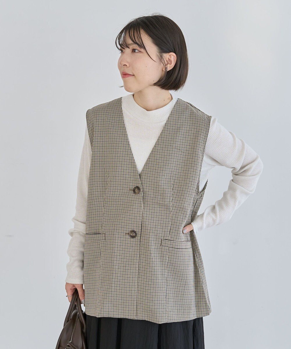 Green Parks ノースリーブチェックジレ 