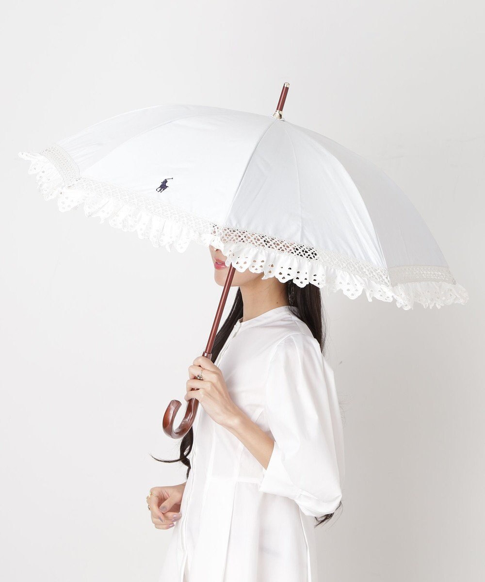 MOONBAT 【遮光/晴雨兼用日傘】POLO RALPH LAUREN(ポロ ラルフローレン) エンブフリル 長傘 遮熱 UV 