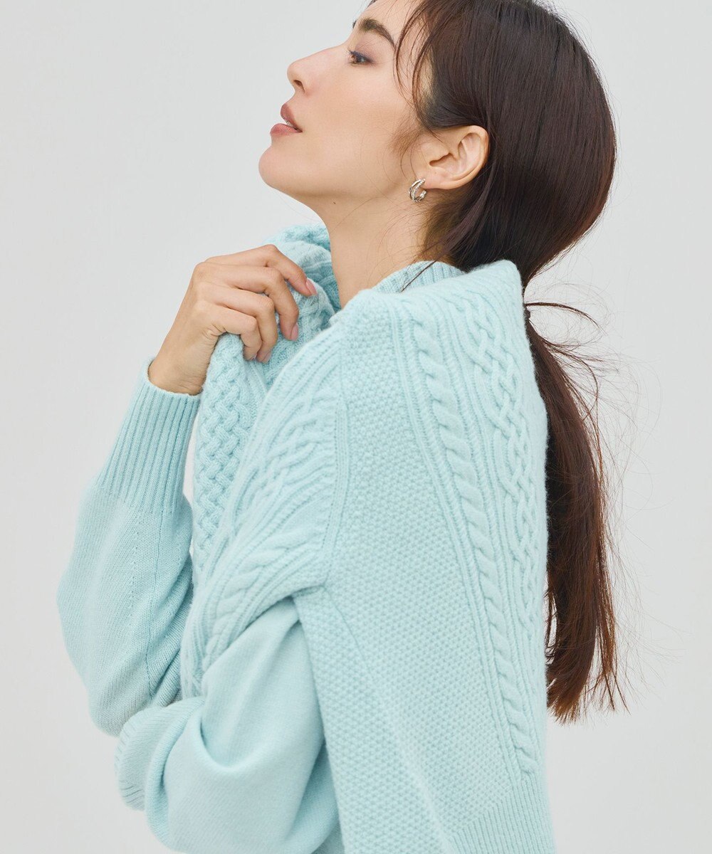 23区 S 【洗える】カシミヤブレンド ケーブルニットカーディガン 