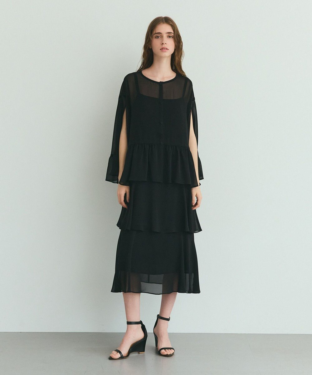 GRACE CONTINENTAL シフォンフリルポンチョ 