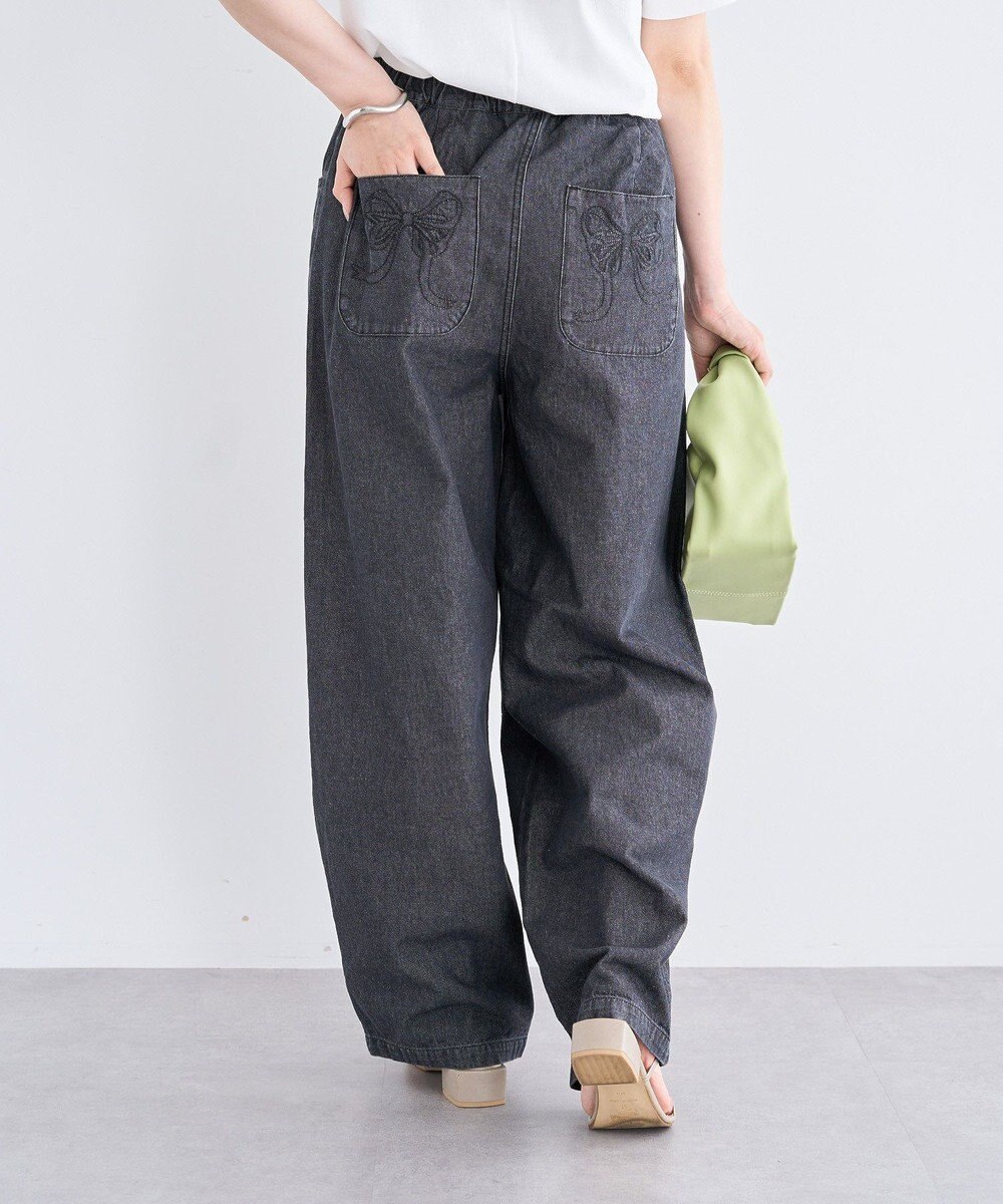 Green Parks ・ＤＯＵＢＬＥ　ＦＬＡＧＳリボン刺繍ポケットデニ 