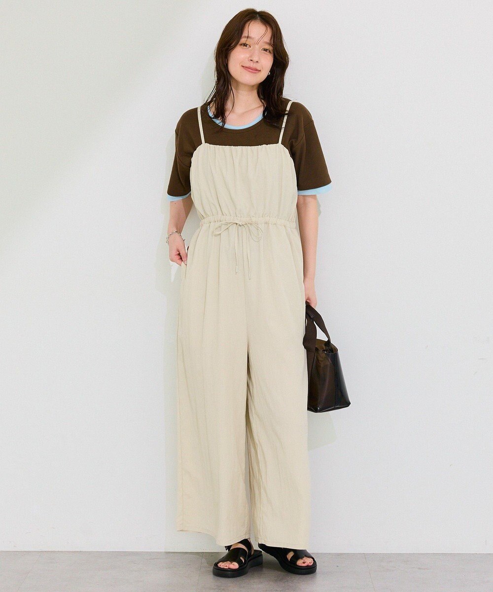 Green Parks 胸元バルーンワイドシルエットサロペット 