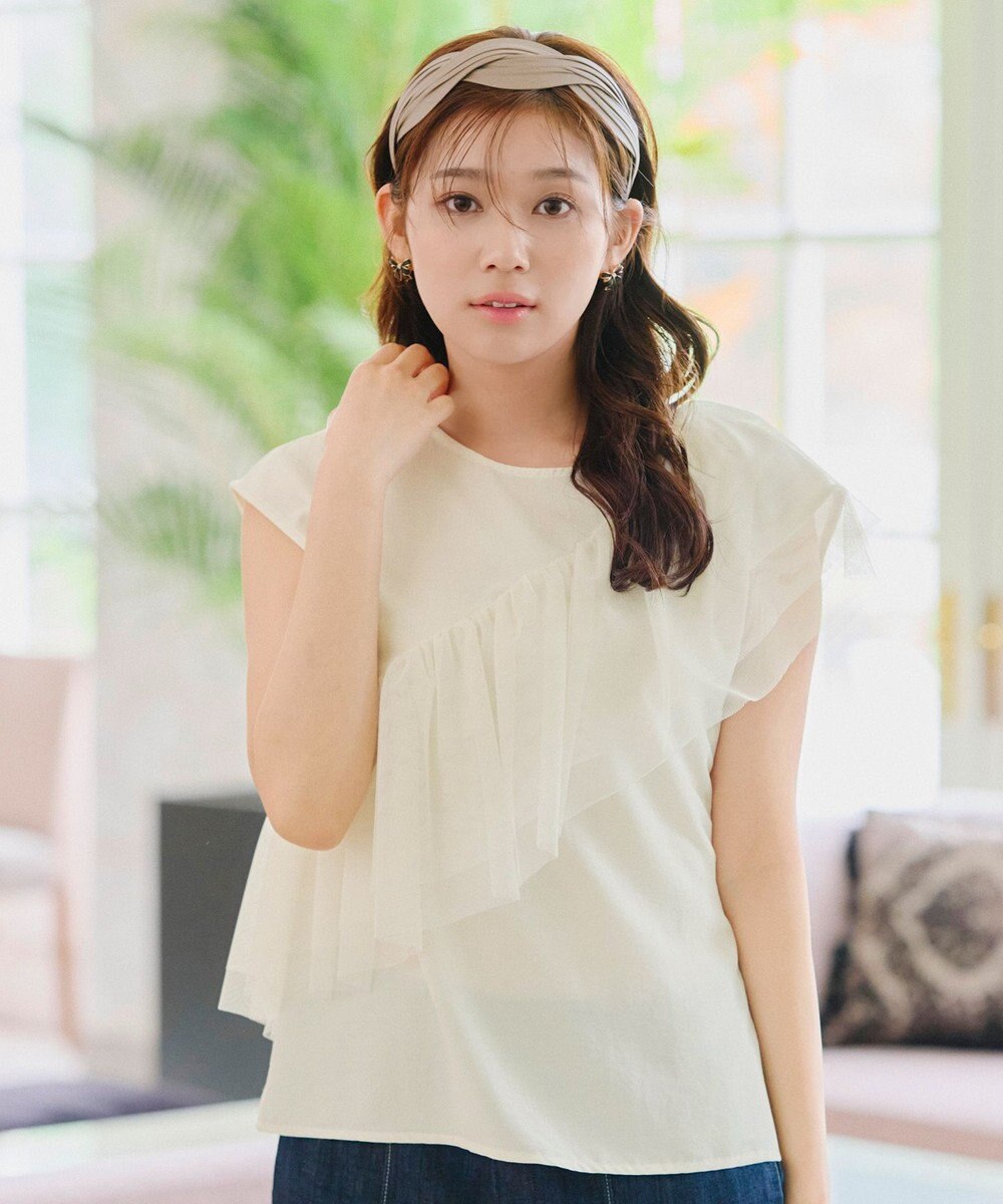 Tiaclasse 【洗える】フリルチュールレーストップス 