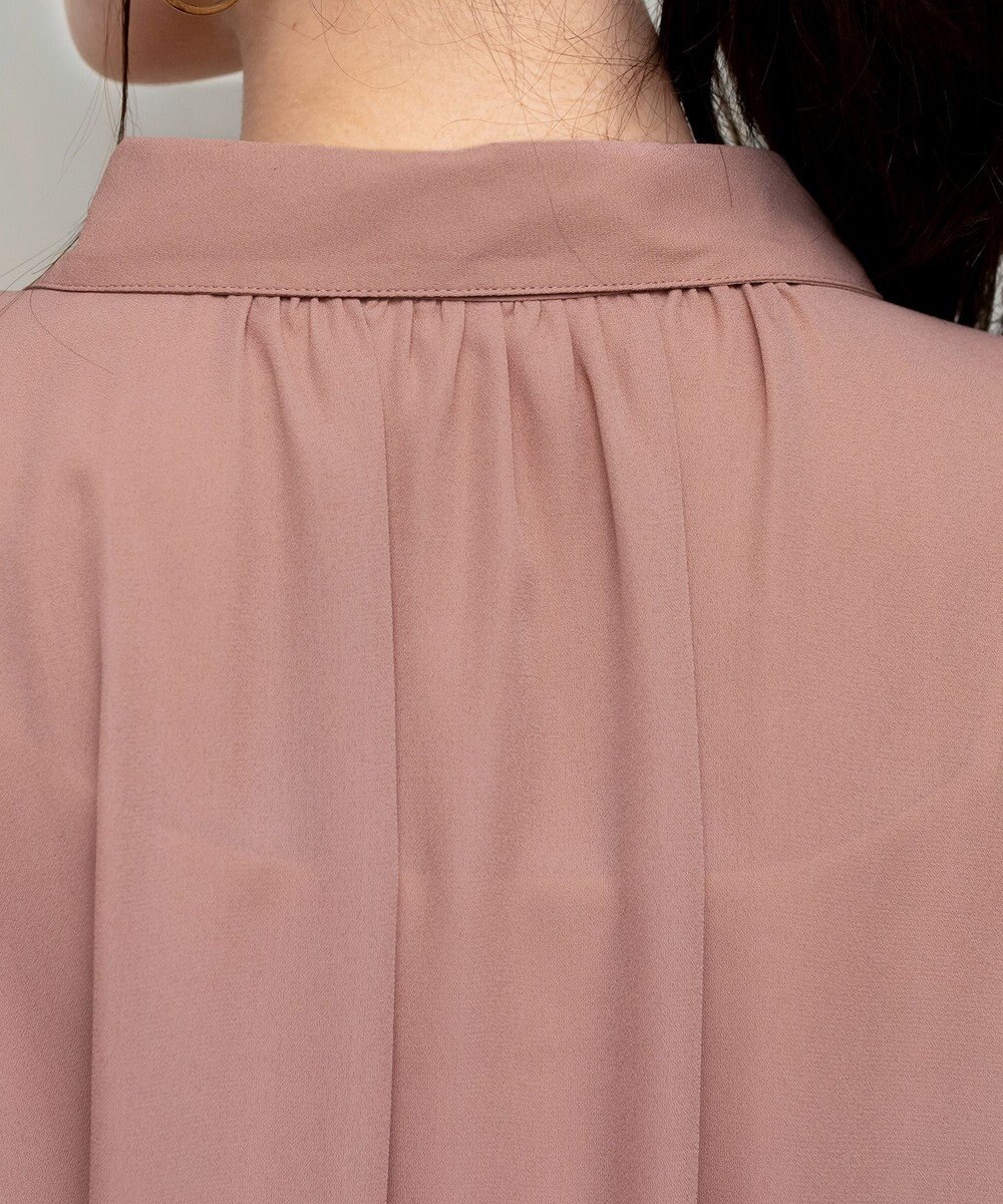 Tiaclasse L 【洗える】フレンチスリーブシャツチュニックブラウス 