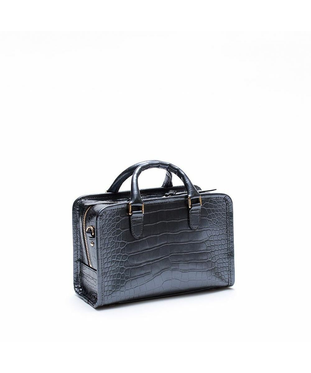 A.D.M.J. 【牛革】クロコ型押しヘリ巻きボストン23cm 