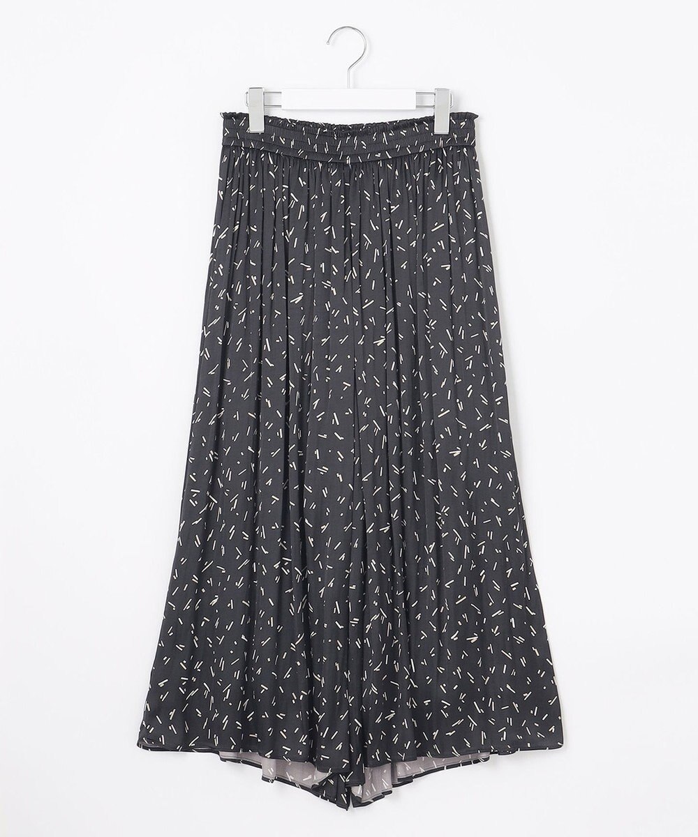 自由区 L 【ウエストゴム・長さ調整可・洗える】ビンテージサテンプリント柄 ガウチョパンツ 