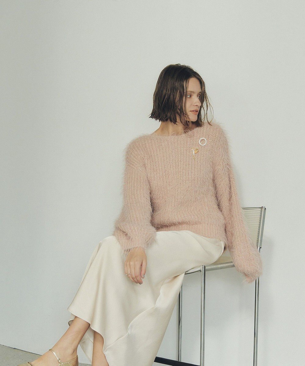 YECCA VECCA ラメシャギーボートネックニット 