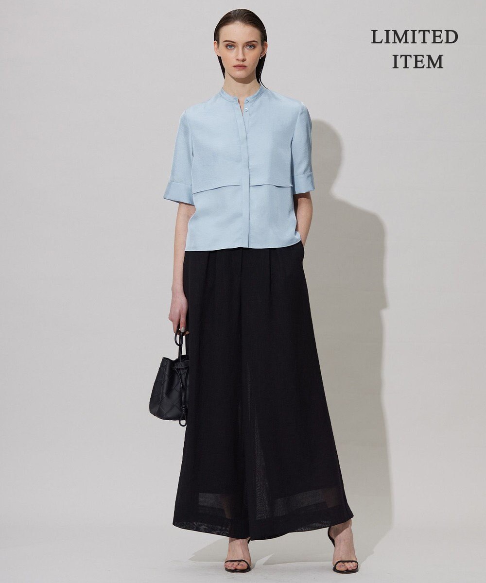 ICB L 【WEB限定・接触冷感・速乾・洗える】シルキーツイル 半袖クロップドシャツ 