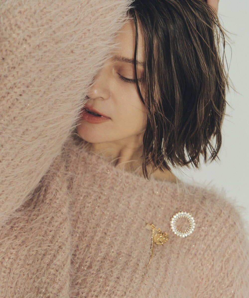 YECCA VECCA ラメシャギーボートネックニット 