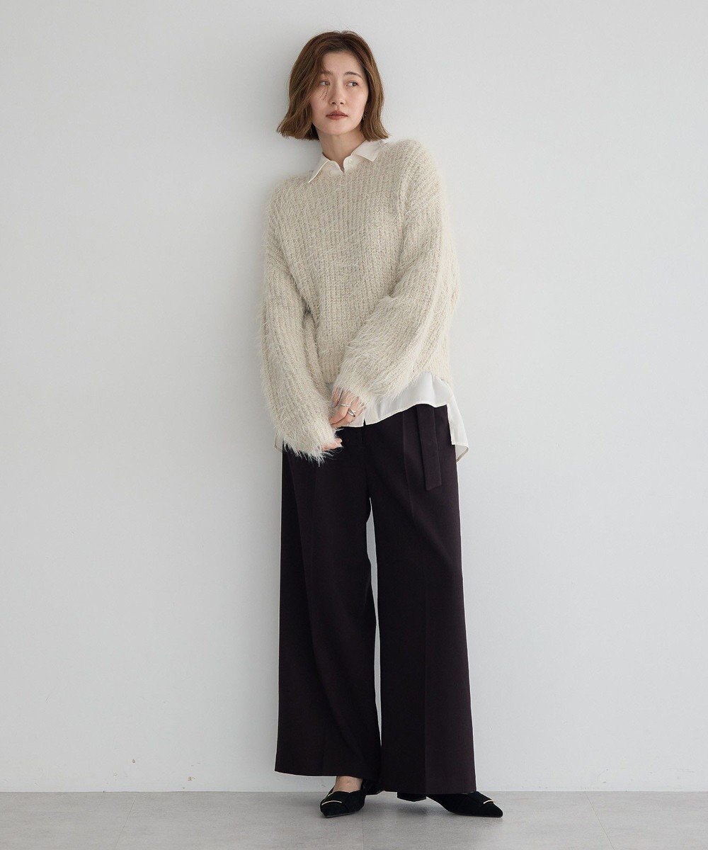 YECCA VECCA ラメシャギーボートネックニット 