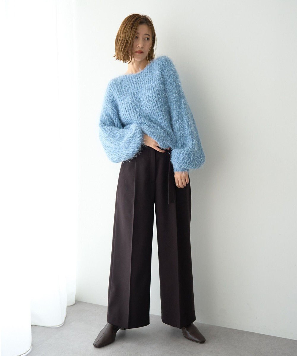 YECCA VECCA ラメシャギーボートネックニット 