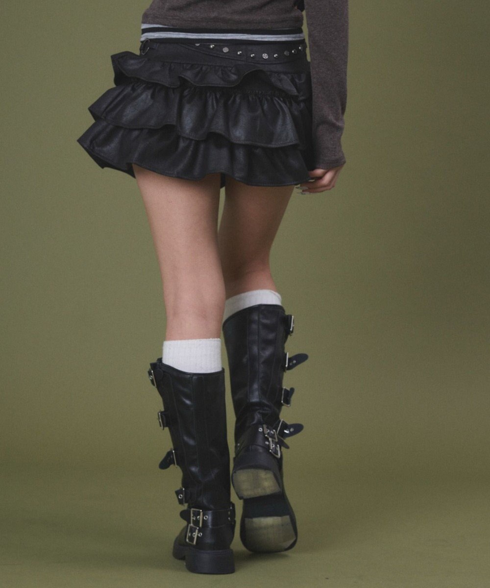 WEGO スタッズフリルティアードミニスカパン 