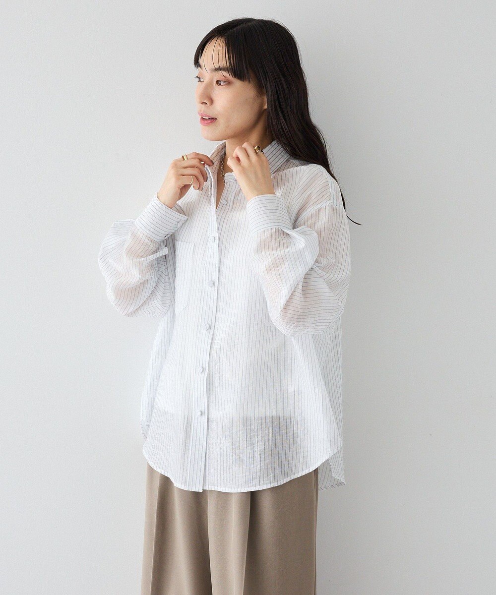 CRAFT STANDARD BOUTIQUE 【2点SET】スカーフ付きシアーストライプシャツ 