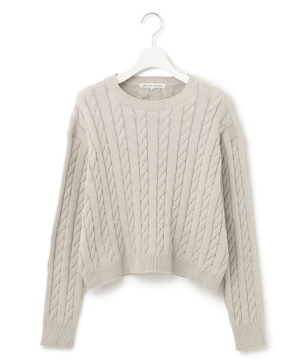 23区 L 【洗える】コンパクトコットンポリエステル ケーブル編み ニット 