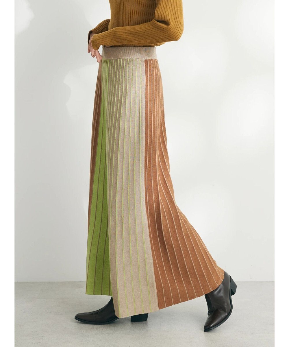CRAFT STANDARD BOUTIQUE マルチストライプバイカラーニットスカート 