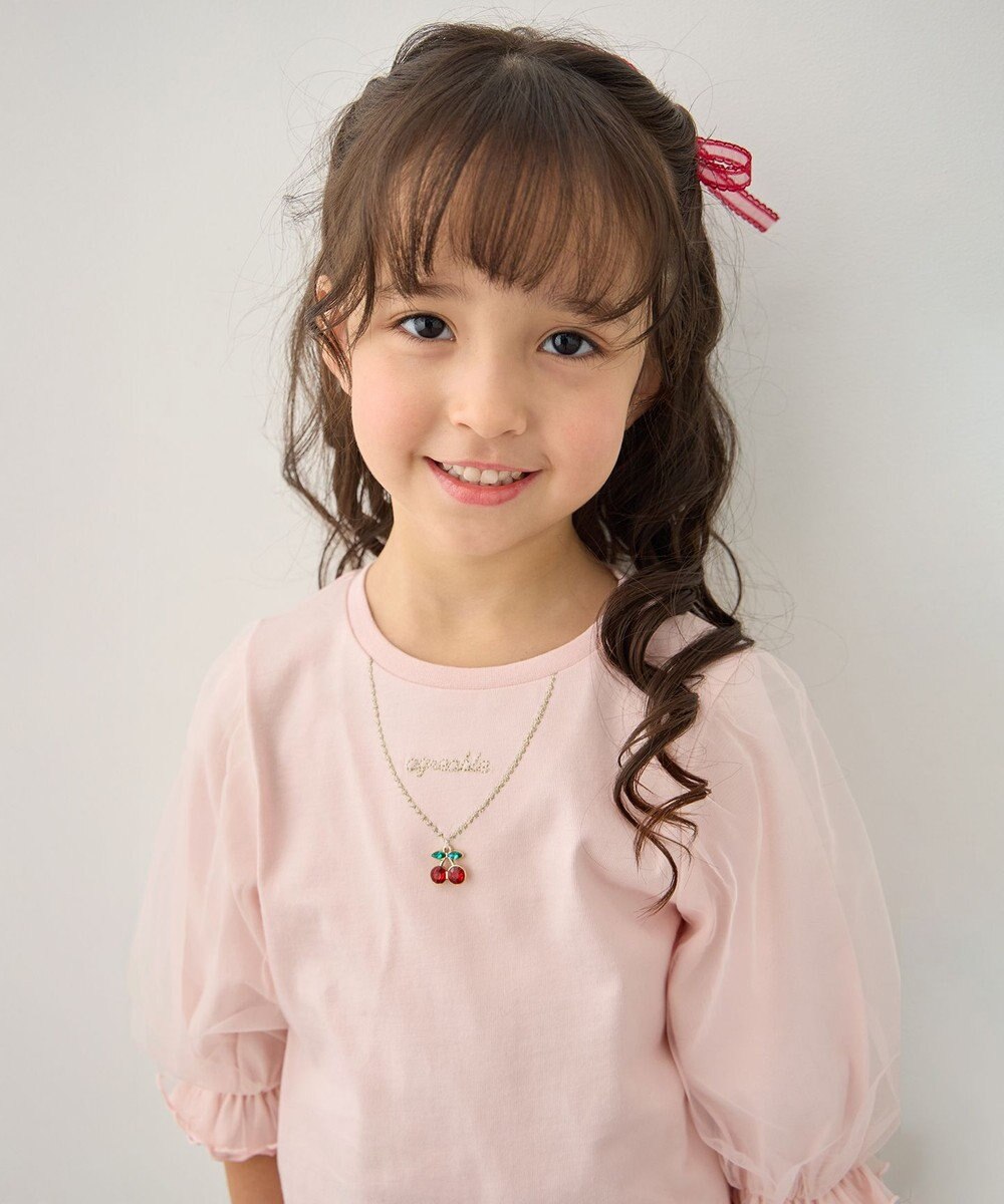 ANY KIDS チュール袖 七分Tシャツ 