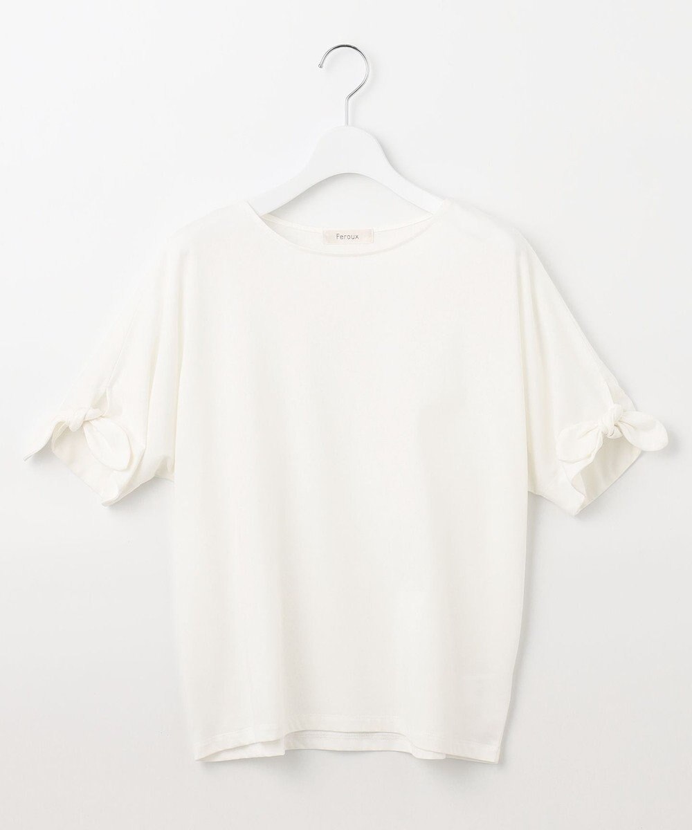 Feroux 【UVケア】リボンスリーブドルマン Tシャツ 