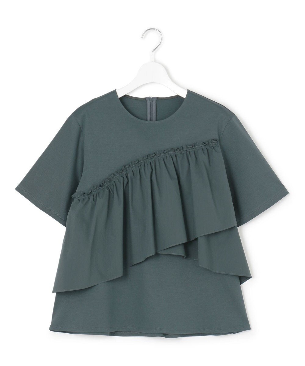 23区 【汗じみ防止/洗える】ランダムフリルジャージー ドッキング カットソー 