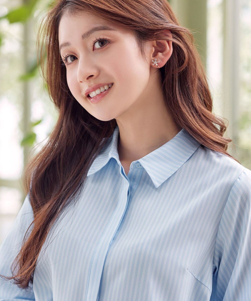 Tiaclasse はしごレースストライプシャツチュニック 