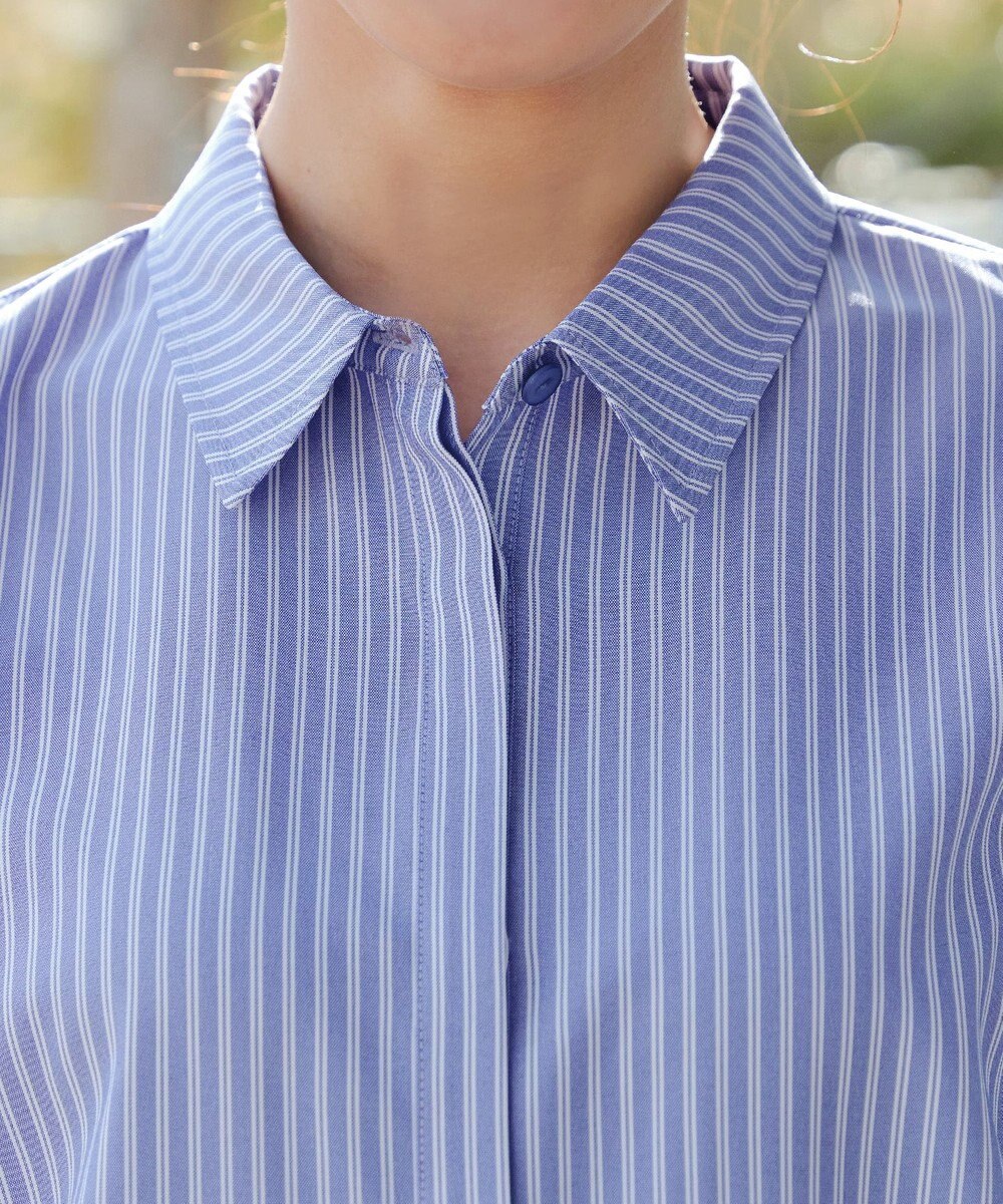 Tiaclasse はしごレースストライプシャツチュニック 