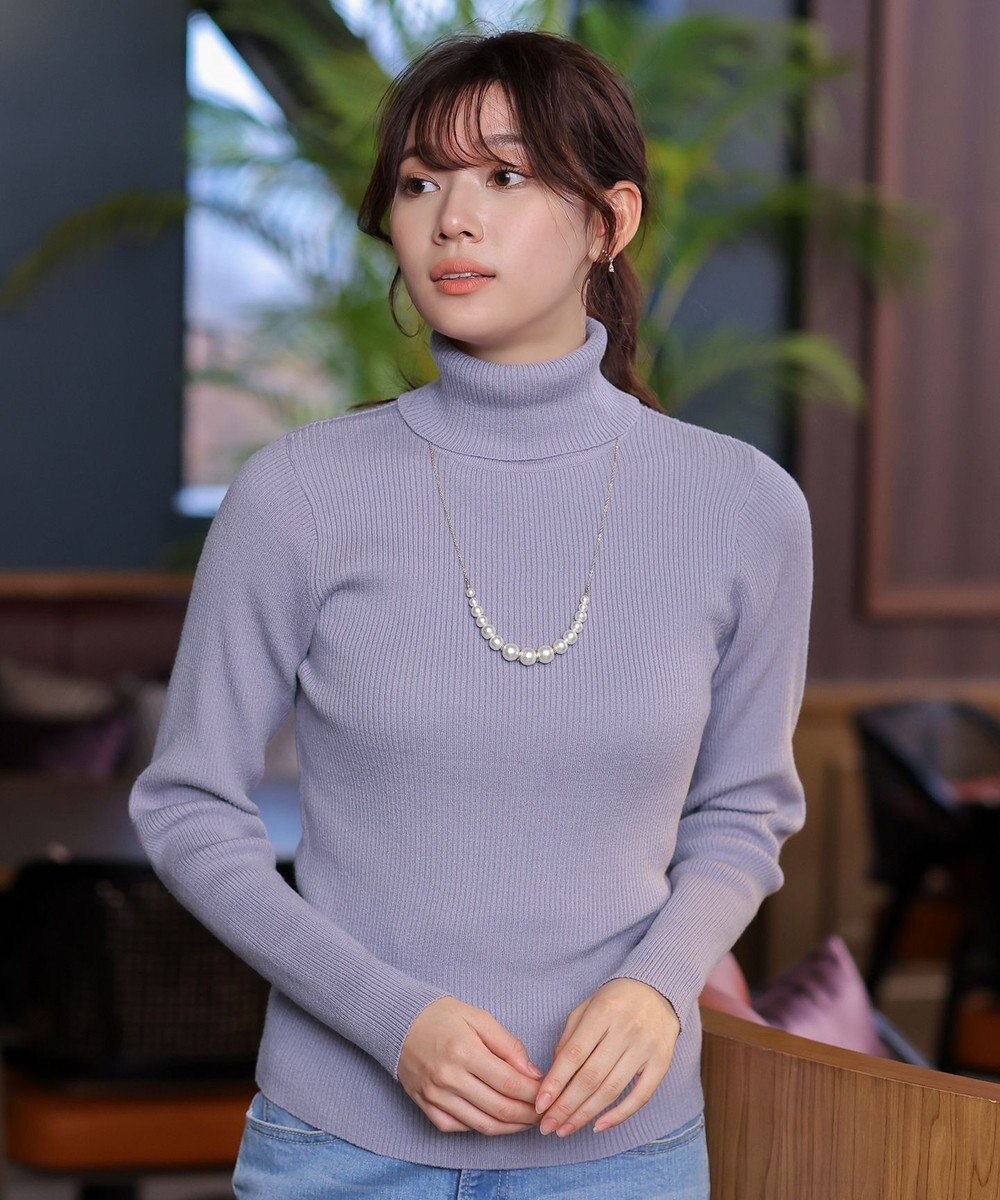 Tiaclasse L 【新色追加・洗える】リブタートルニット 