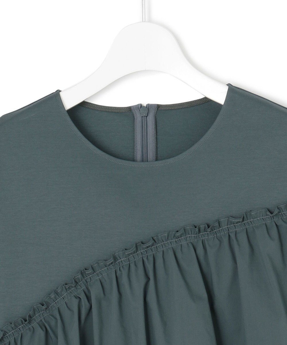 23区 【汗じみ防止/洗える】ランダムフリルジャージー ドッキング カットソー 