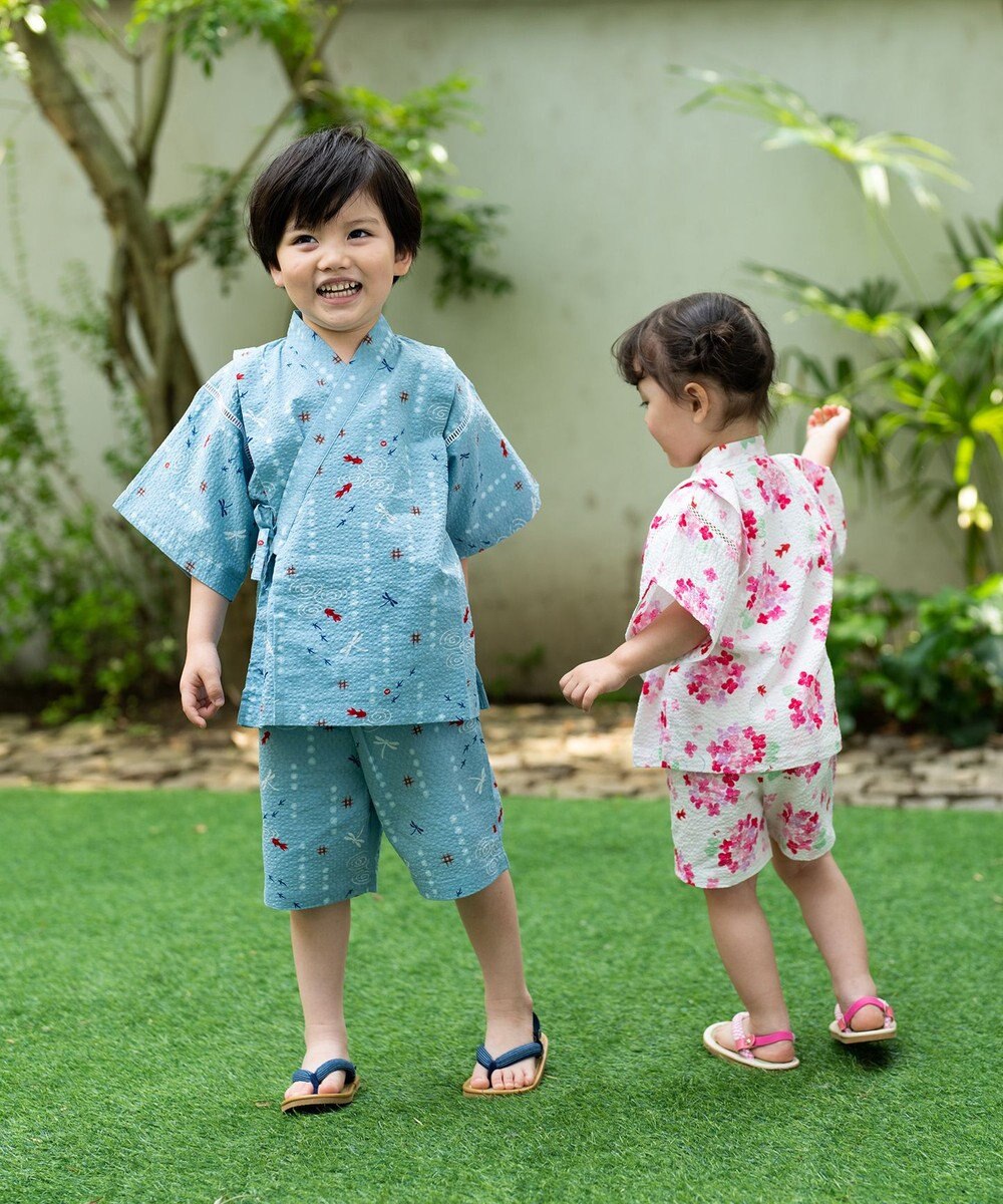 MIKI HOUSE HOT BISCUITS 【ミキハウス】【80-150cm】 アジサイ柄甚平スーツ 