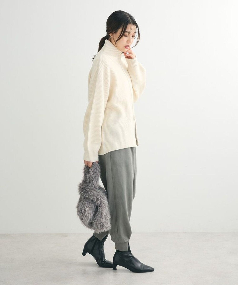 Green Parks ＺＩＰ付き畦ニットチュニック 