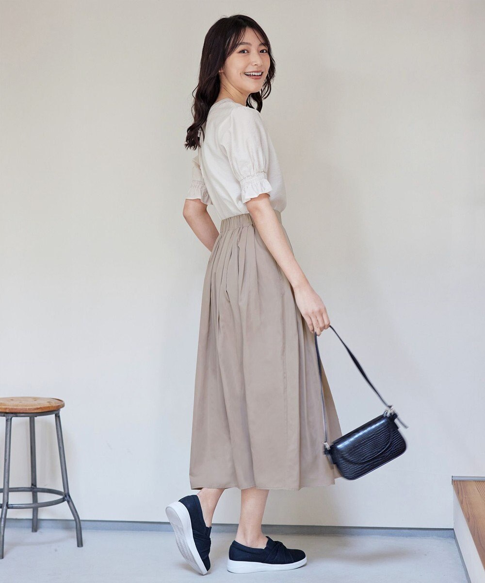 Tiaclasse 【軽撥水・汚れ防止】ランダムタックロングスカート 
