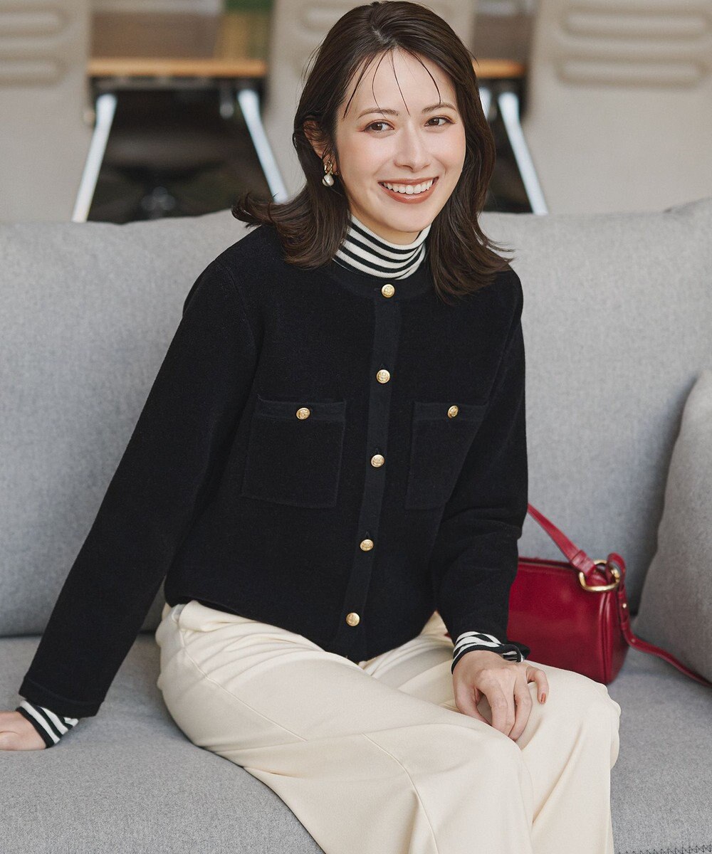 23区 【洗える】ベロアニット カーディガン 