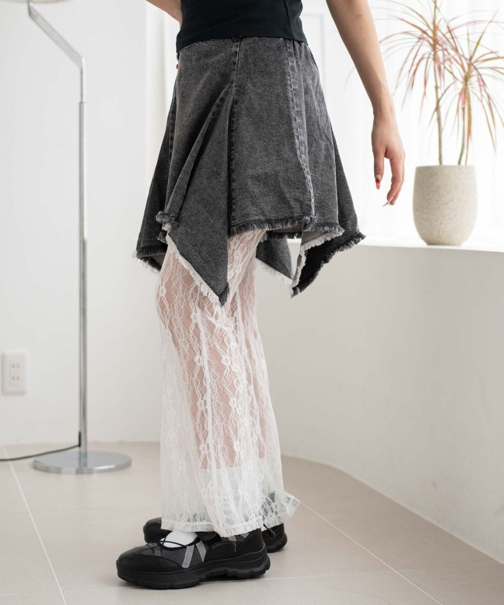 WEGO 【ウエストゴム】イレヘムデニムミニスカート 