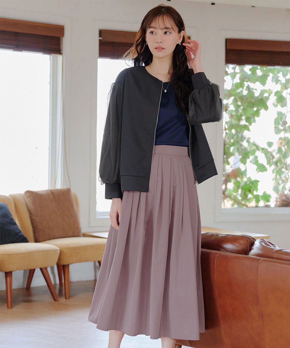 Tiaclasse 【軽撥水・汚れ防止】ランダムタックロングスカート 