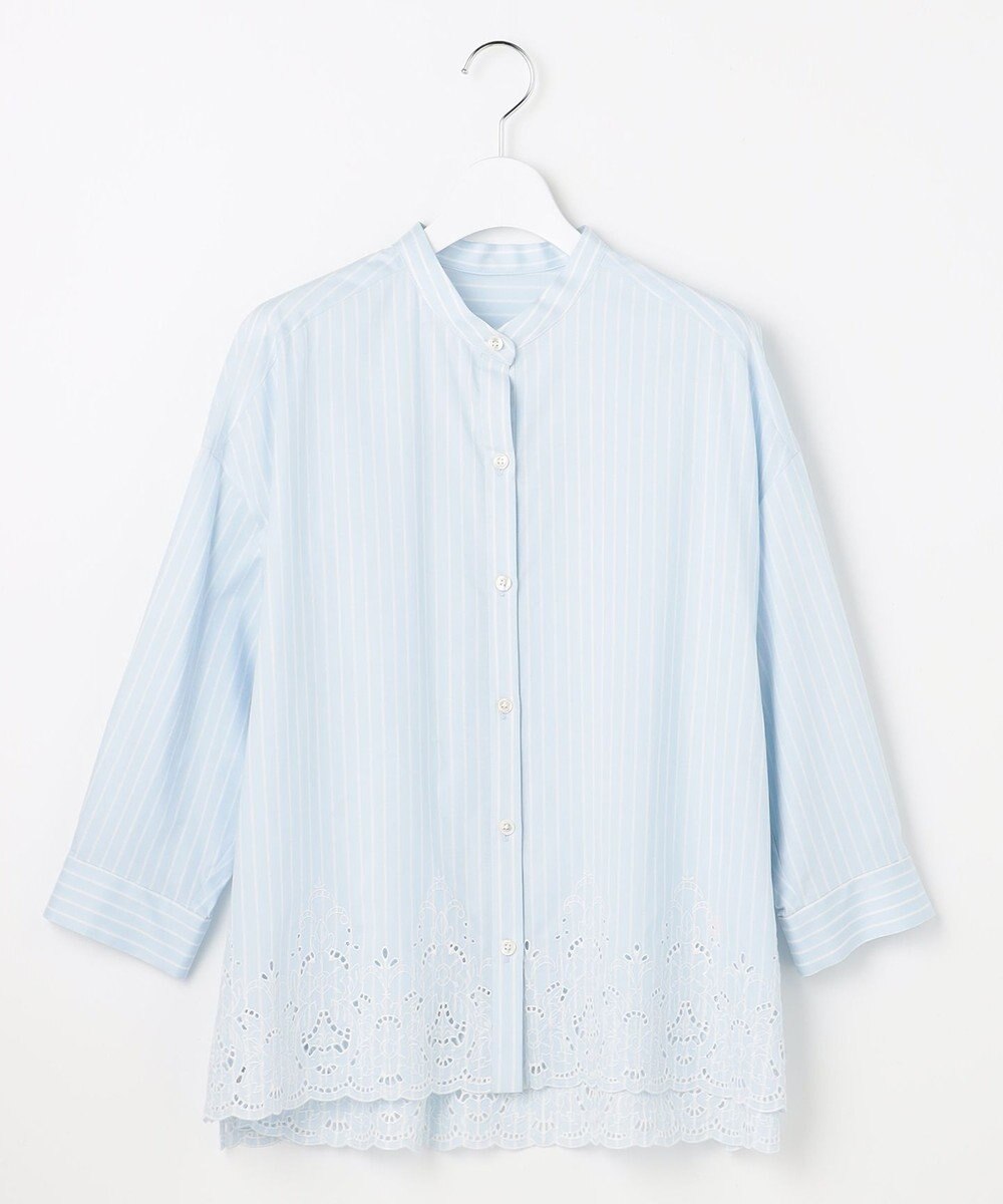 自由区 L エンブロイダリーブロードバンドカラー ブラウス 