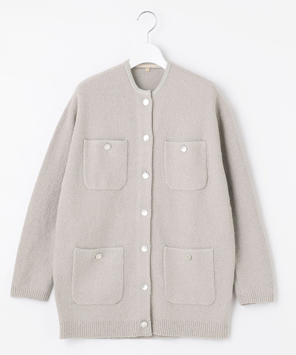 自由区 L 【洗える】テクスチャーコットンブレンド ニットアウター 