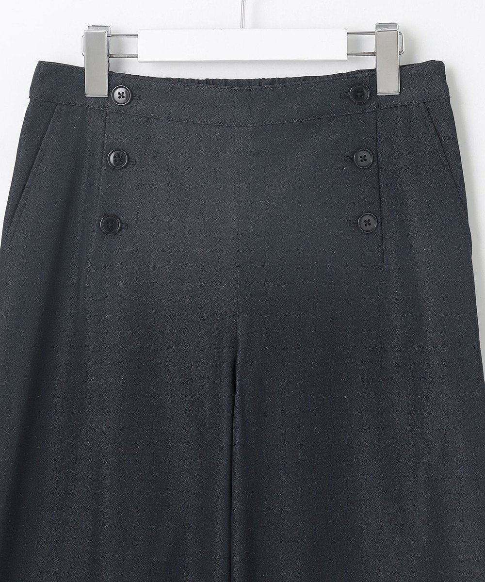 J.PRESS LADIES 【洗える・接触冷感・UVケア・吸水速乾・防透け】麻シェルドライ ワイドストレート マリン パンツ 