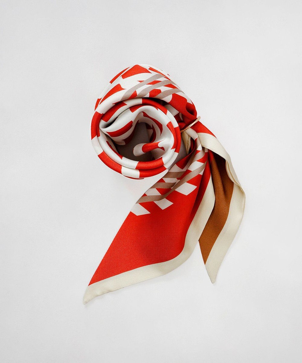 AURORA Oggi12月号掲載 Beaurance （ビューランス）シルクツイル トライアングルスカーフ(リング付き) 