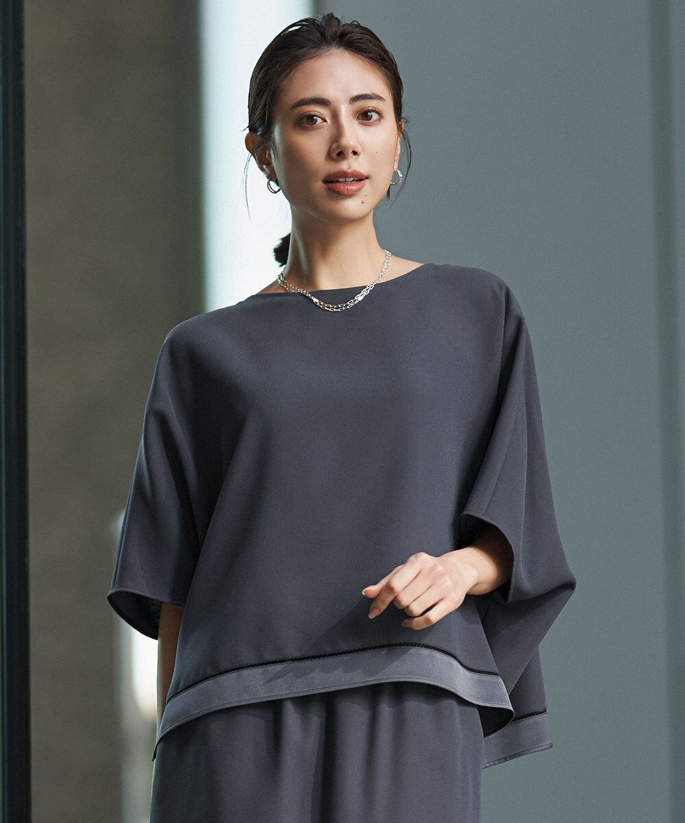 ICB 【WEB限定カラーあり】 FluidBackSatin クロップドブラウス 